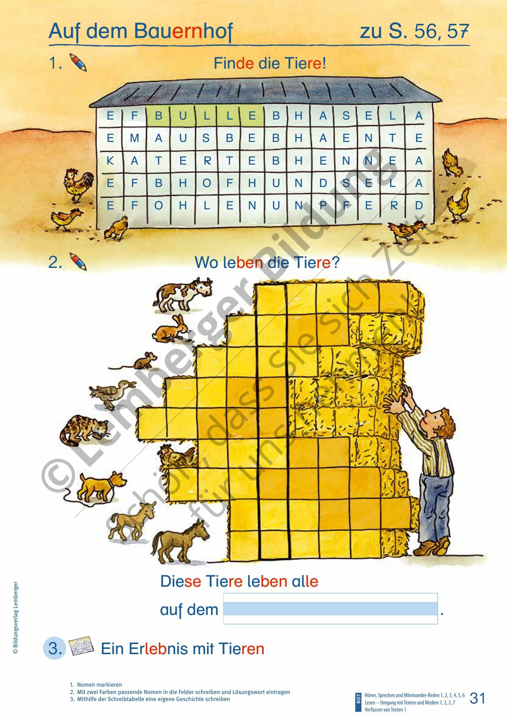 ABC der Tiere 1 - Schulbuch: Lesen in Silben - Arbeitsheft - Teil B (2