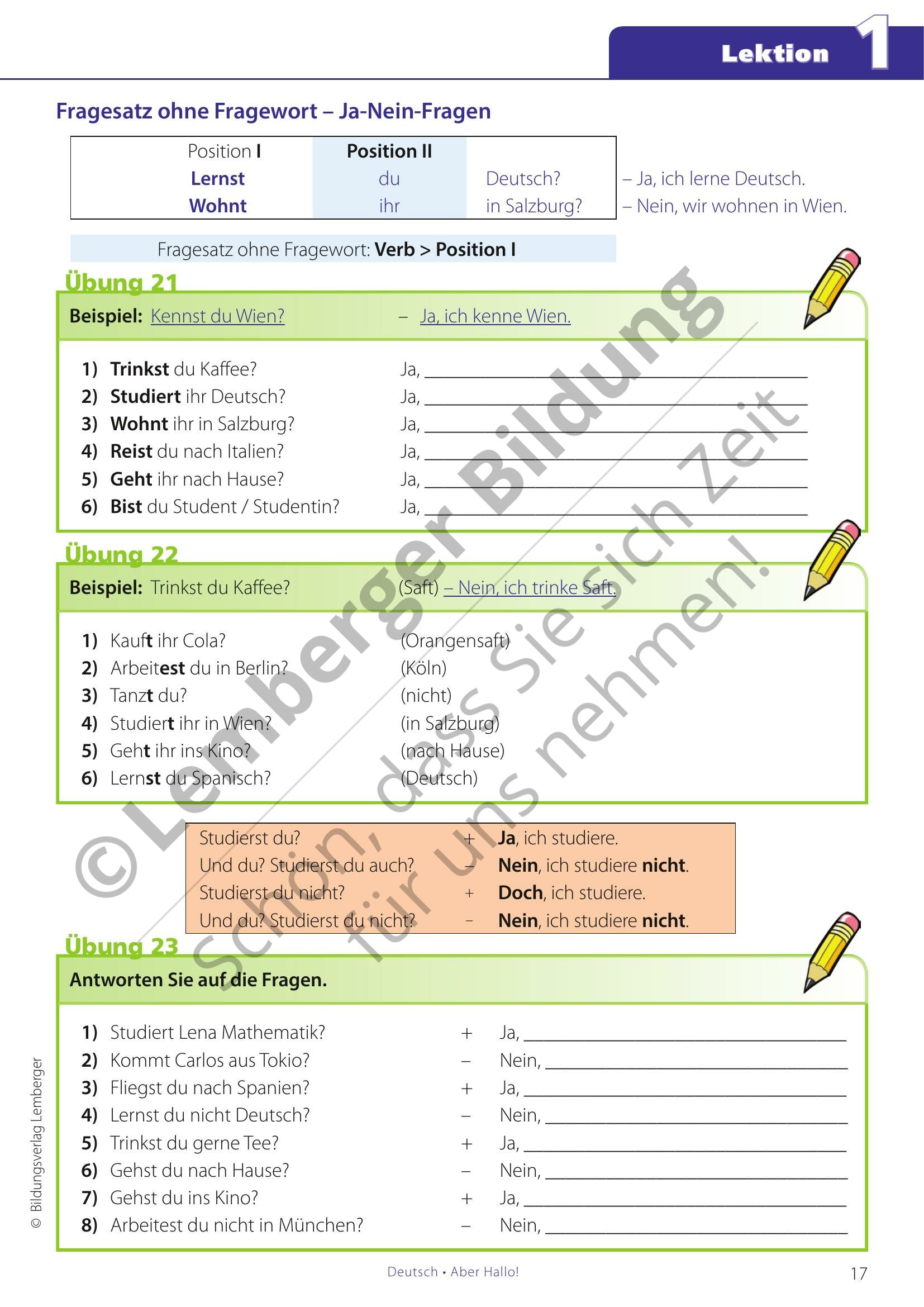 Deutsch ABER HALLO! Grammatikübungen Grundstufe Digi.Schule